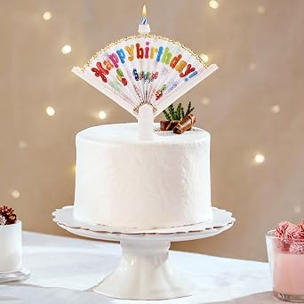 4pcs Novelty Fan Birthday Candles, Happy Birthday Candle Pop-up Surprise Birthday Candles Funny Cake Topper Candle Trick Candles for Party Supplies