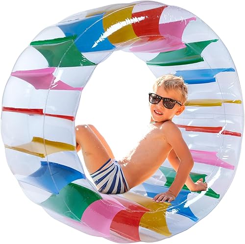 Rueda inflable gigante de 43 pulgadas, rueda de agua colorida para piscina, juguete rodante en el césped, juguete gigante colorido para piscina,