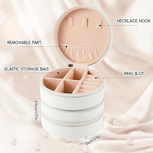 Miniatura 2 de Caja de joyería de viaje 12 unidades cajas de regalo para dama de honor organizador de viaje pequeña caja de almacenamiento redonda blanco
