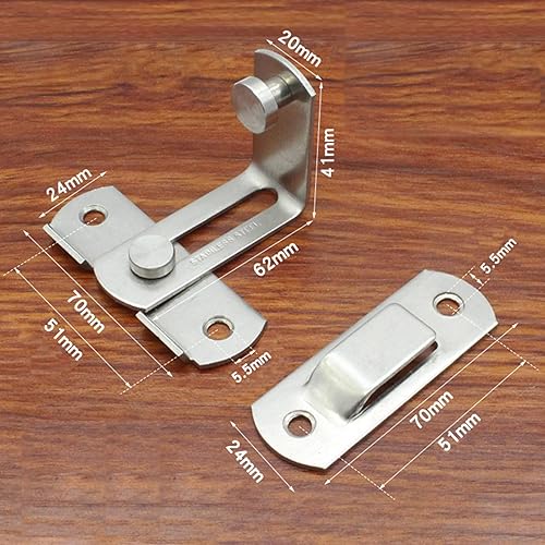 Miniatura 2 de Paquete de 8 pestillos de acero inoxidable para puerta de granero, puerta de mascotas, baño, armario, ventana, corredera (plateado)