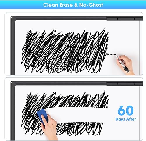 Miniatura 3 de maxtek Pizarra blanca con ruedas, pizarra blanca magnética grande de 48 x 36 pulgadas con soportes, pizarra blanca grande de doble cara de borrado