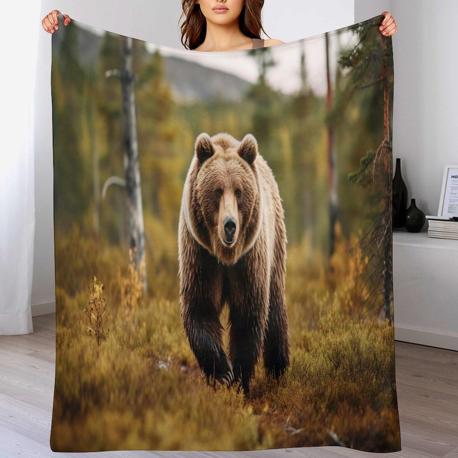 Couverture en flanelle ours pour vos soirées cocooning au salon