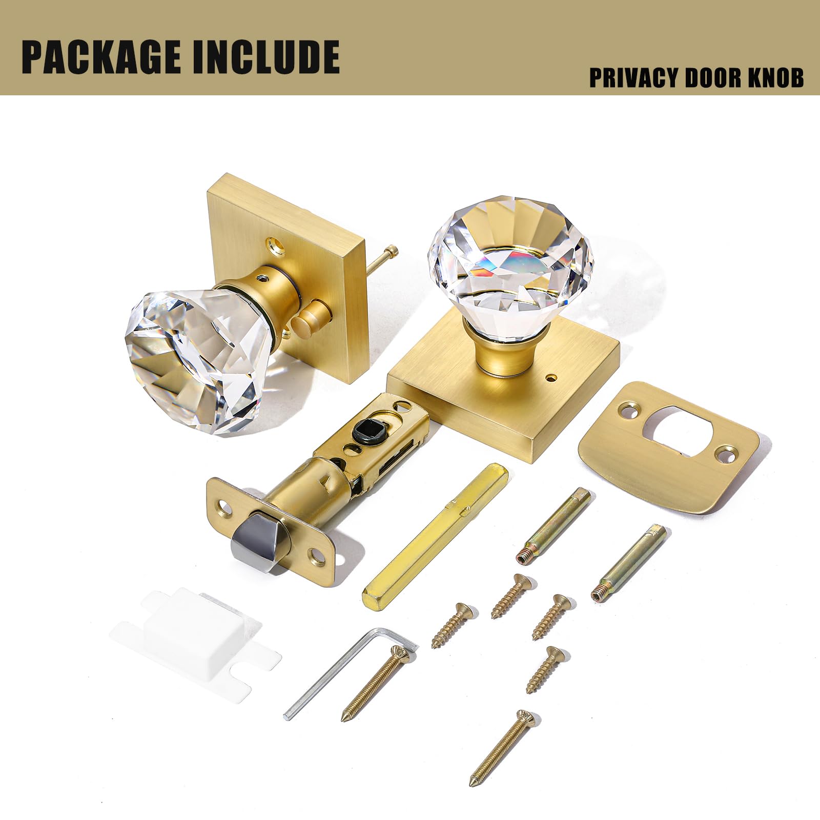 Gold Glass Door Knobs - Privacy & Style -6 Gold Glass Door Knobs - Privacy & Style -6