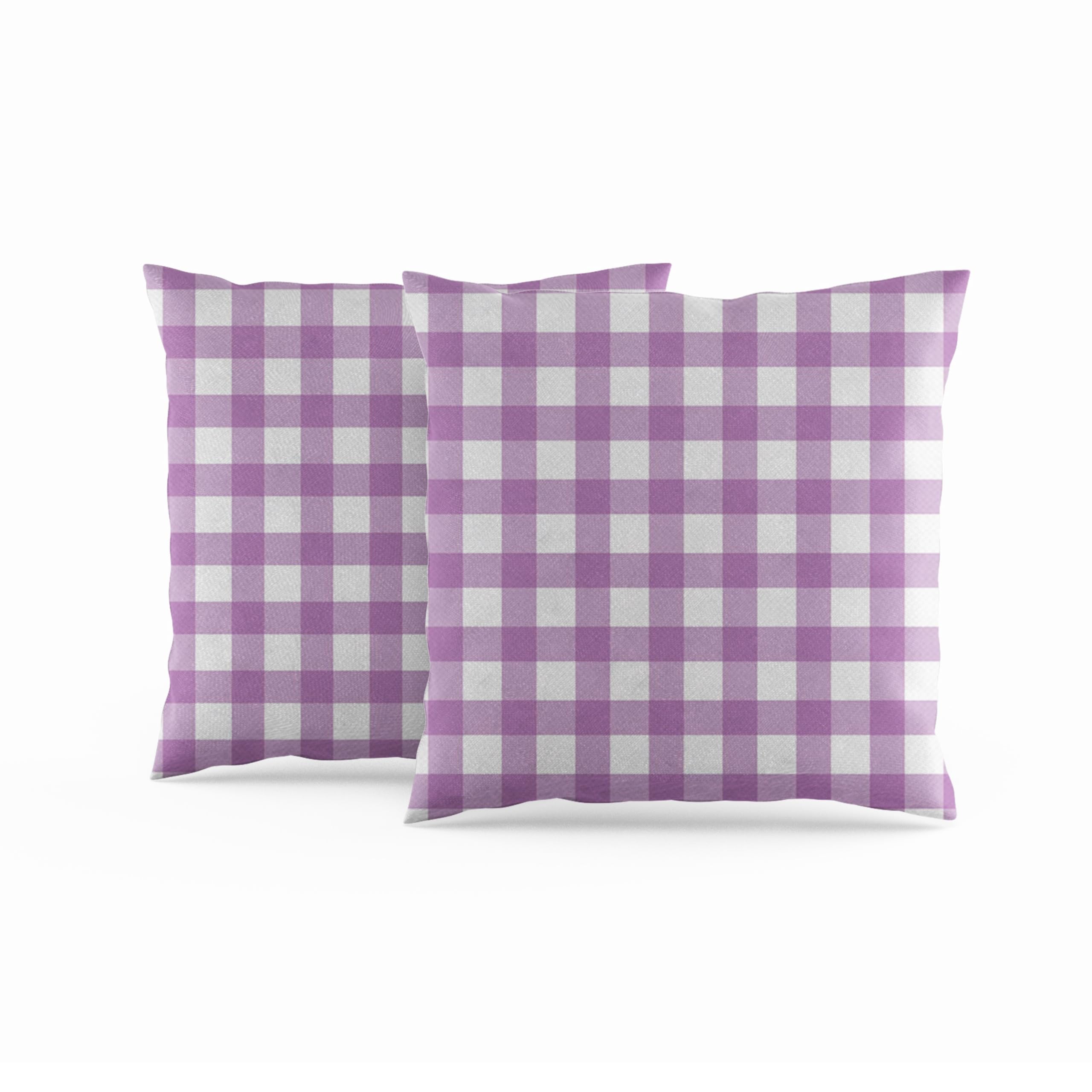 ggaimwf Gingham Pillow Cases 2 Pack 45x45cm Purple Checked Pastel Farmhouse Decorative Cushions Covers Square Throw Pillow Covers for Sofa Couch Living Room Bedroom Home Decor Scatter Cushion Case