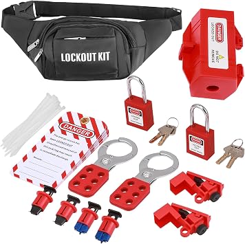 Lockout Tagout Kit for Electricians - Circuit Breaker Lock Set, Safety Padlock for Industrial Power