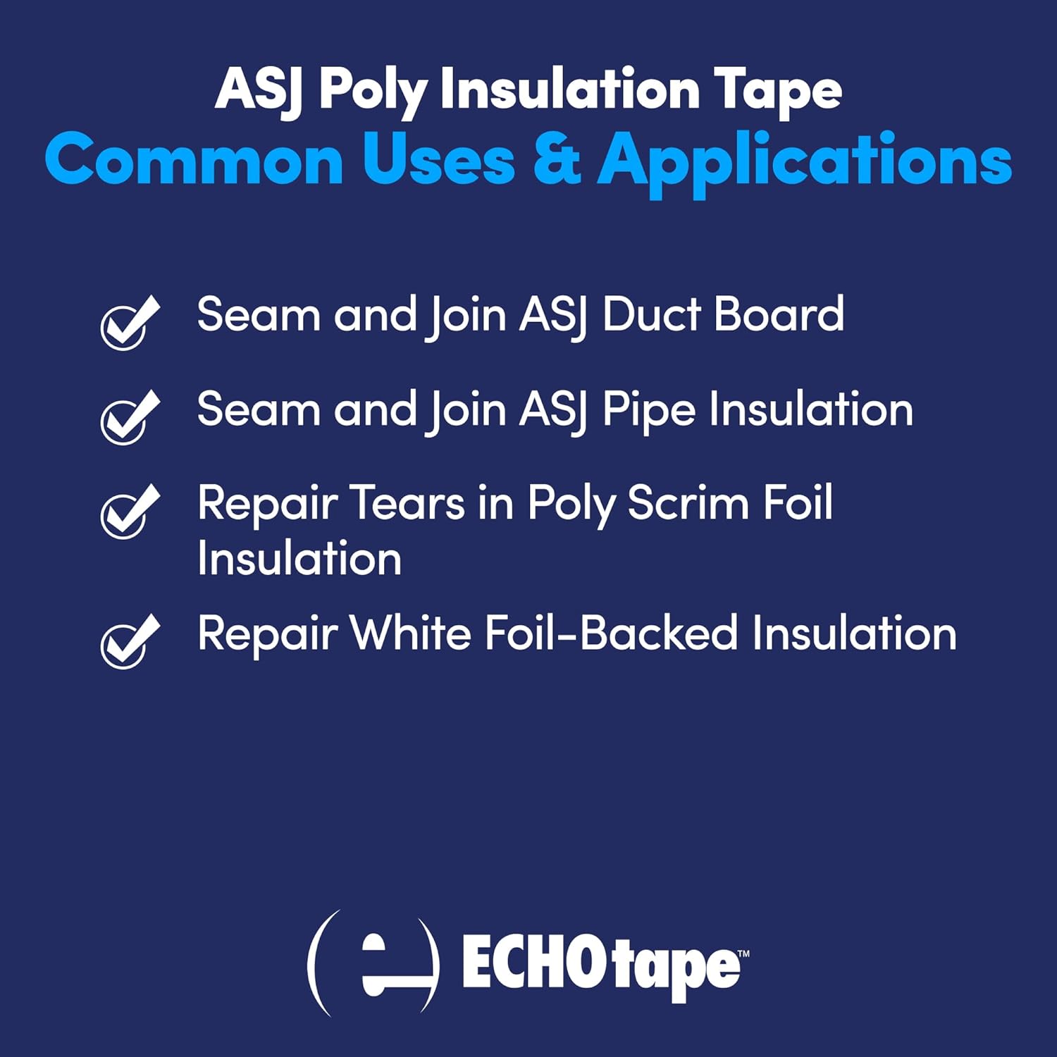 ECHOtape FS-J7744 | All Weather ASJ Kraft Insulation Facing Tape | Insulation Seaming, Sealing, Repair Tape | High Performance Adhesive | White ASJ Kraft Tape | Contractors Tape | 2.83 in x 50 yds