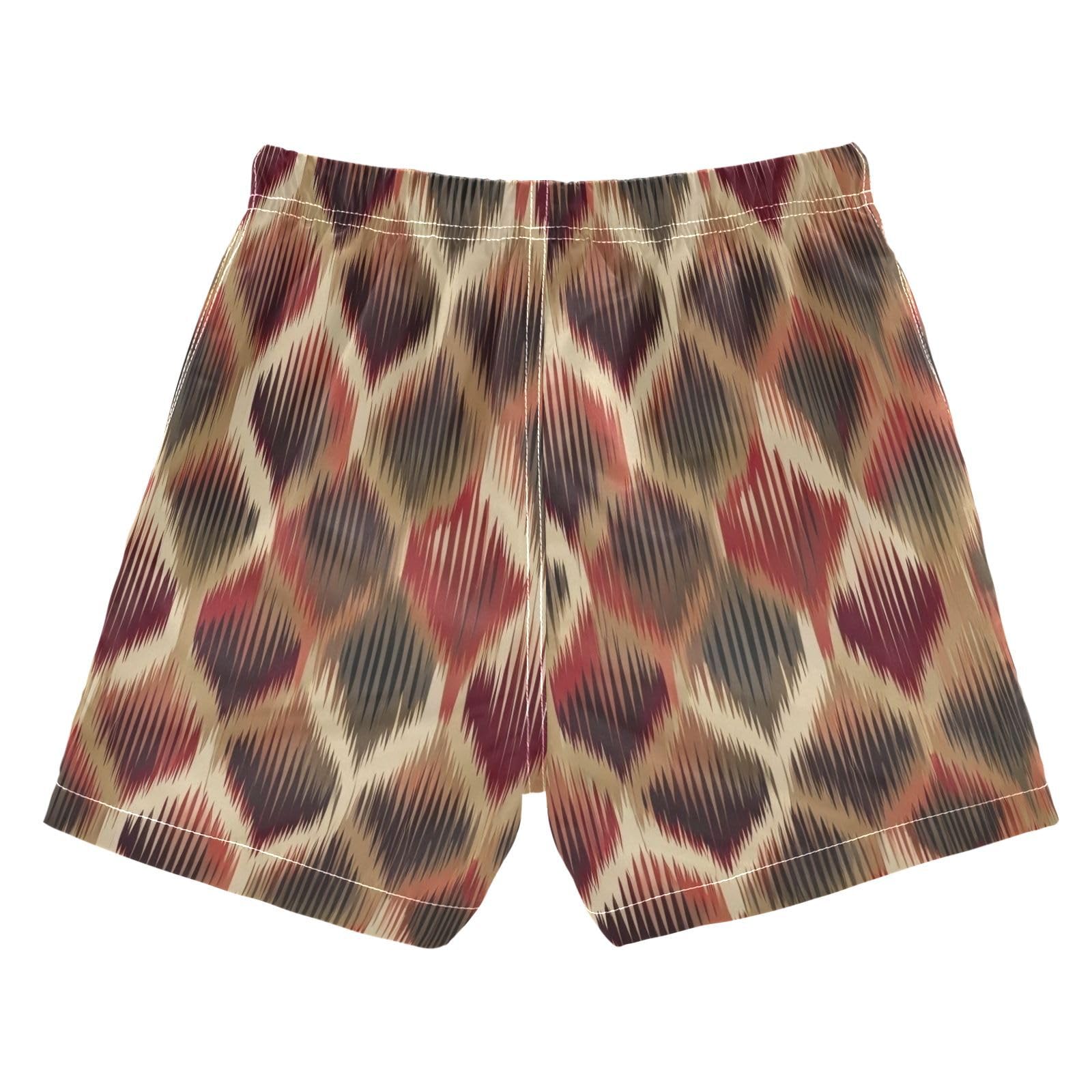 FLildon Ikat Moroccan Pattern Little Boys Swim Trunks with Mesh Lining Quick Dry Beach Board Shorts, 3T