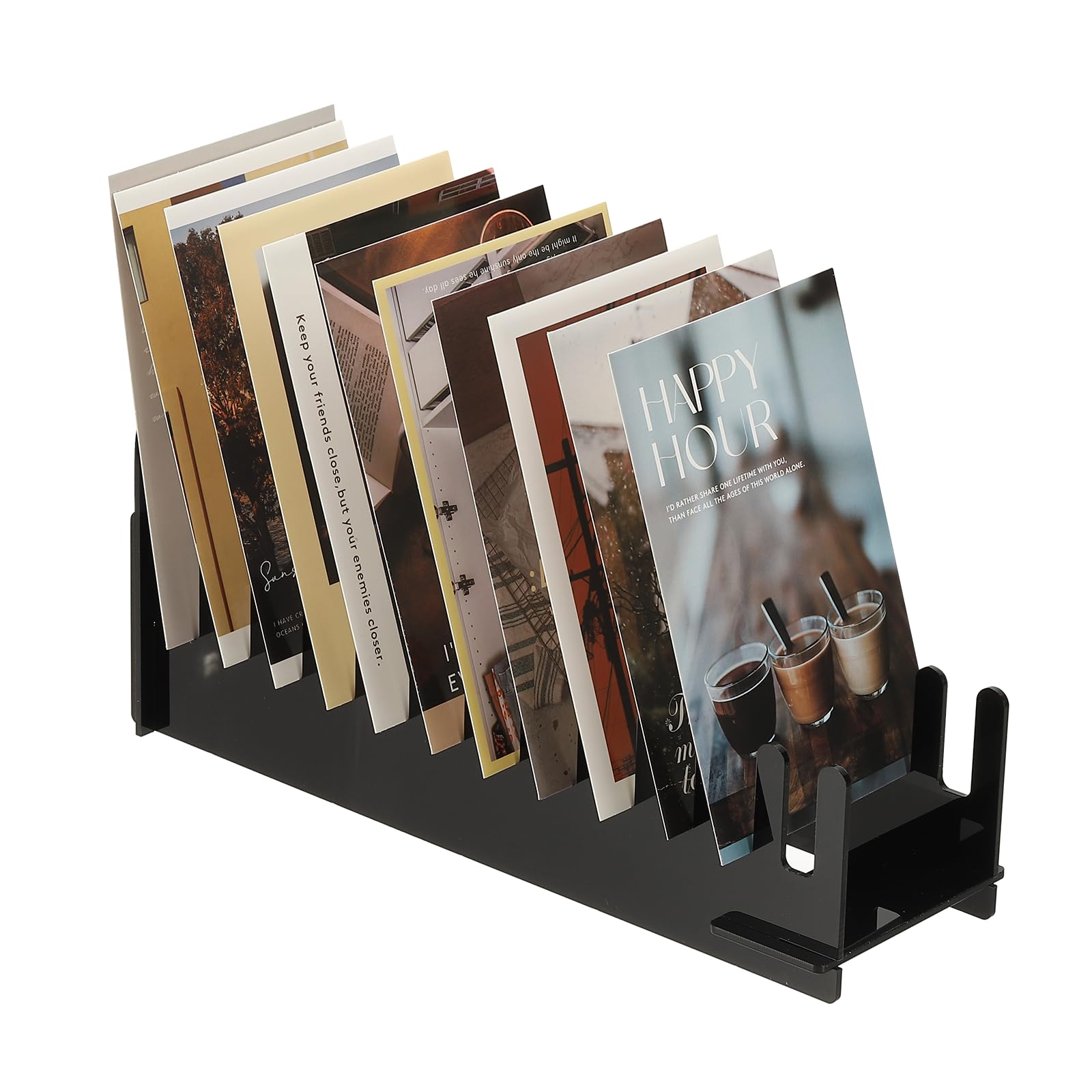 Présentoir de cartes de vœux acrylique 12 niveaux noir pour enveloppe