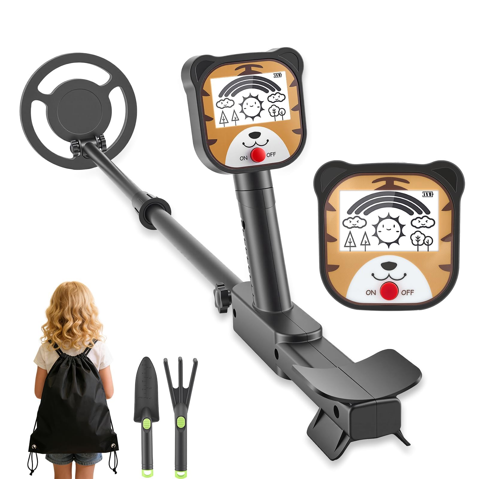 Kids Metal Detector, Lightweight Metal Detectors for Kids with LCD Display & Audio Alert, High Sensitivity 6.3” Waterproof Search Coil, Adjustable Height Treasure Hunting Kit for Beginners(Yellow)