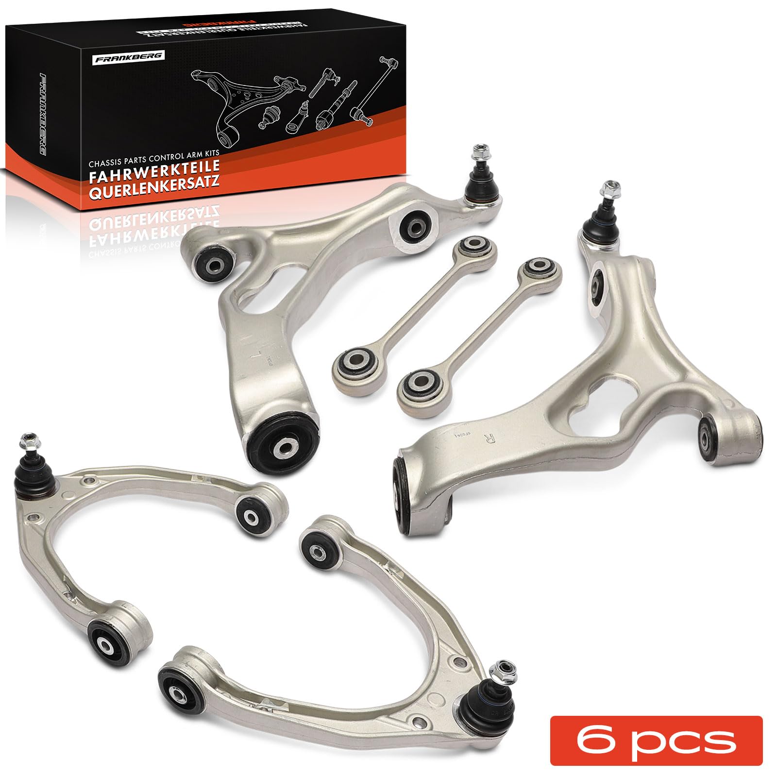 Frankberg 4 brazos de control con rótulas + 2 bieletas estabilizadoras | 7L0411317, GS70815; Compatible con: C.a.y.e.n.n.e 92A, C.a.y.e.n.n.e 9PA, Q7 4LB, T.o.u.a.r.e.g 7L6 7L7 7LA