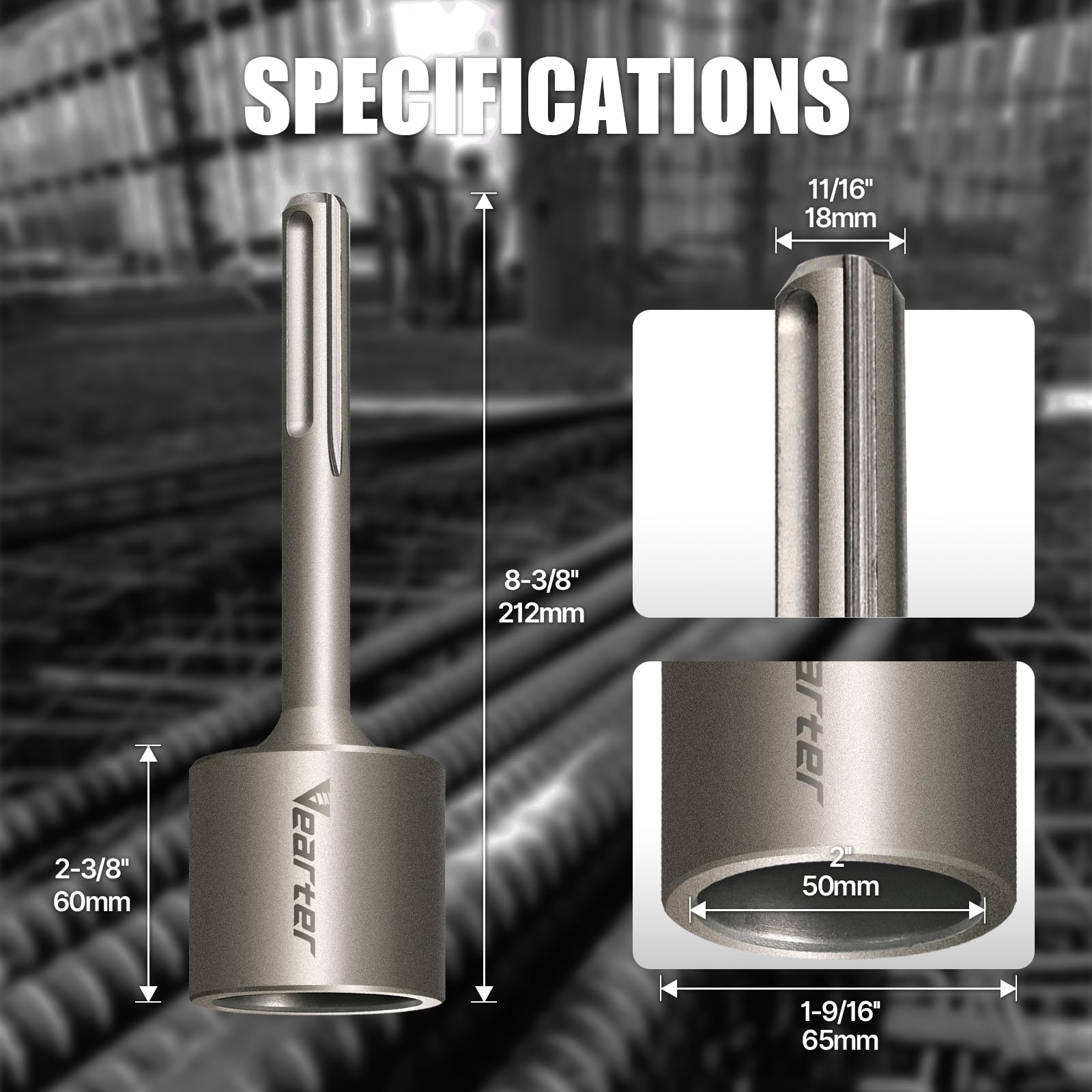 SDS MAX - Destornillador de poste en T para varillas de tierra de 5.1 cm, puntas adaptadoras de acero 40CrMo para todos los taladros de martillo giratorio SDS-MAX, herramienta resistente de