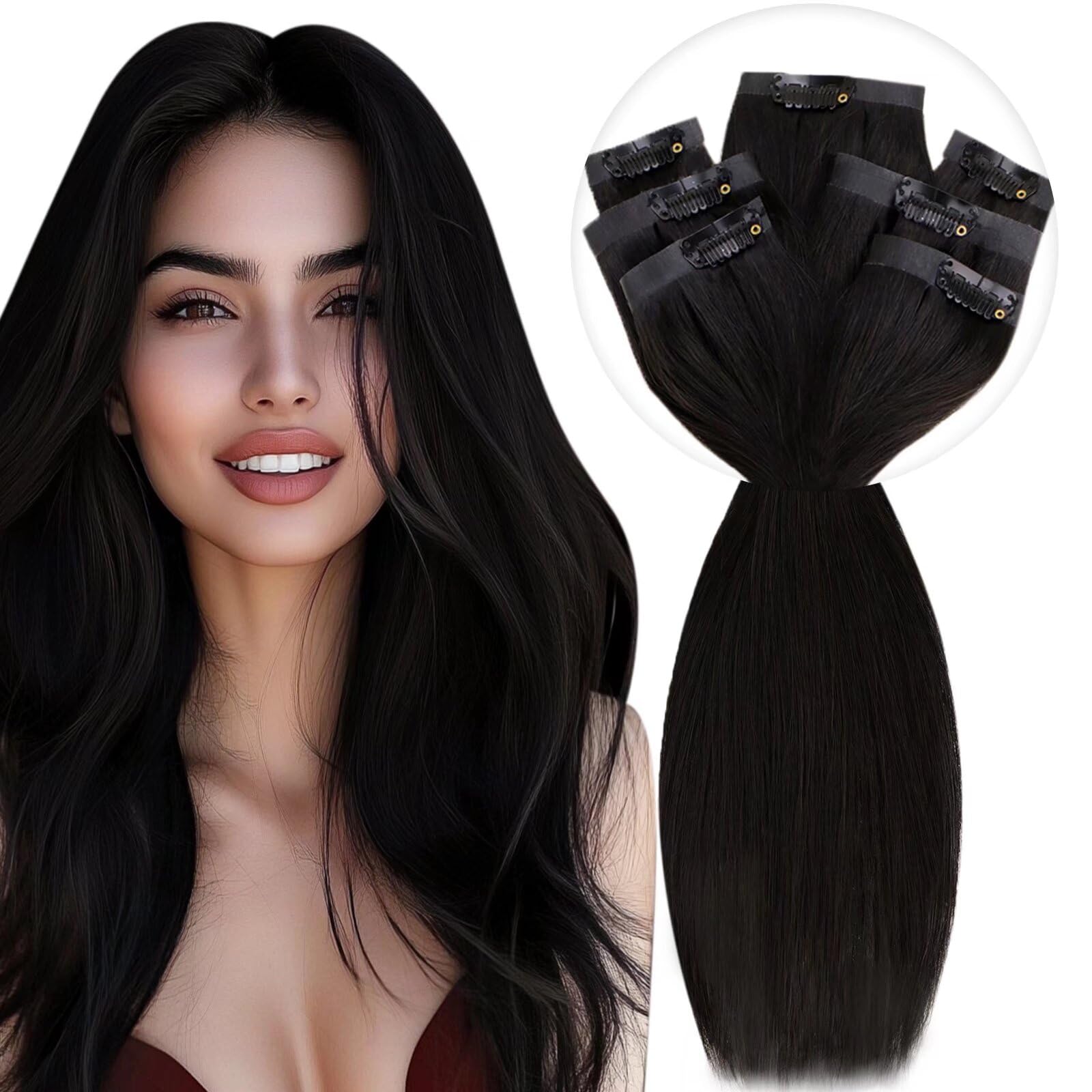 Vivien Brown Clip in Hair Extensions Darkest Brown to Light Brown Balayage Hair Extensions for Women Clip in Hair Extensions Human Hair 22 Inch 120g 7pcs #2/8/2 — view 28