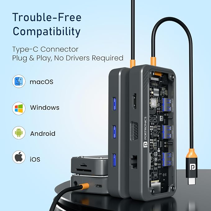 Portronics MPort View Three 10-in-1 USB-C Docking Station thumbnail 5