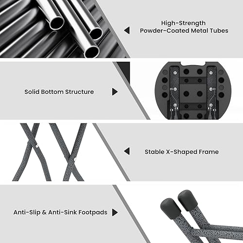 Miniatura 7 de Goplus Taburete plegable de 18 pulgadas para adultos con capacidad de 440 libras, taburete plegable de plástico portátil, taburete redondo plegable