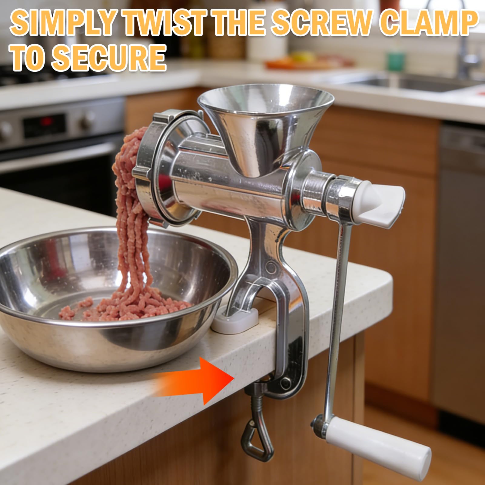 Tritacarne Manuale In Acciaio Inox 304 Con Tubo Per Salsicce E Disco Per Carne – Compatto E Portatile