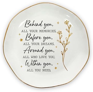 OASSIE Graduation Gifts for Women Her - 4x4 Ceramic Jewelry Dish Tray