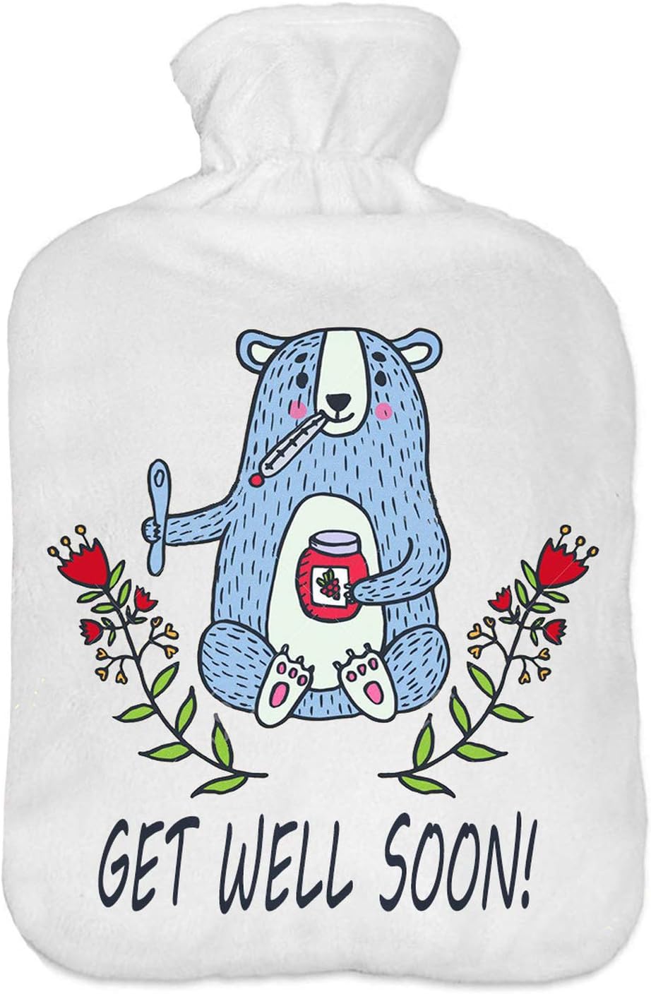 Hot Cold Water-Bottle with Soft Fleece Cover Water-Bag 2 litreBear [092]