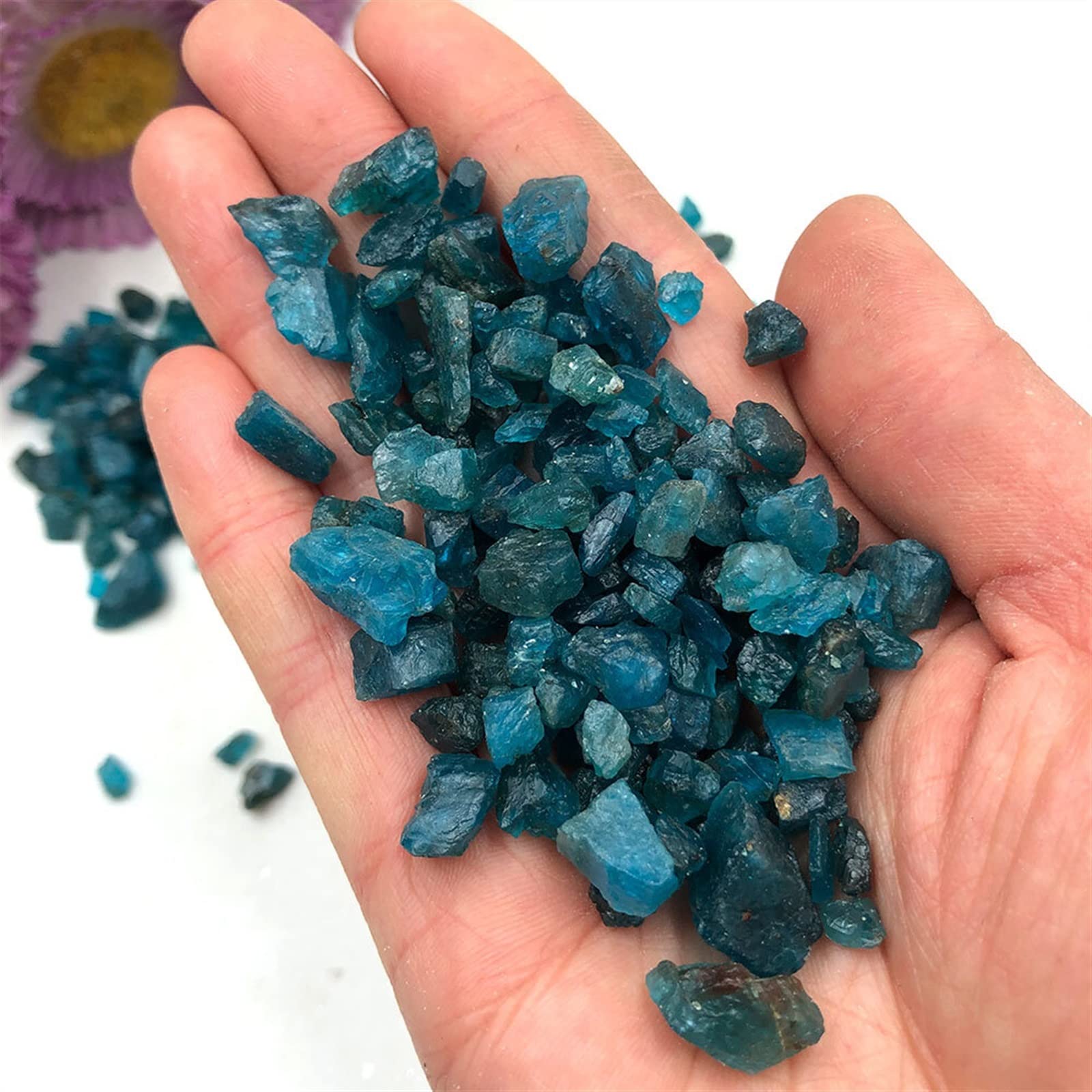 50 g/Paquete Lote Natural Azul apatita Cristal Piedra Chip Grava decoración de la habitación del hogar DIY Acuario pecera jardín QINTINYIN