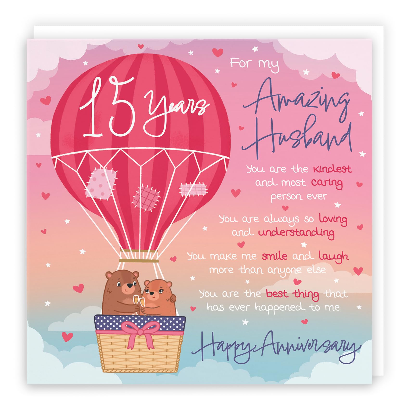 Hunts England, Husband 15th Anniversary Poem Card, Love Is In The Air, Beautiful Love Verse, Cute Bears