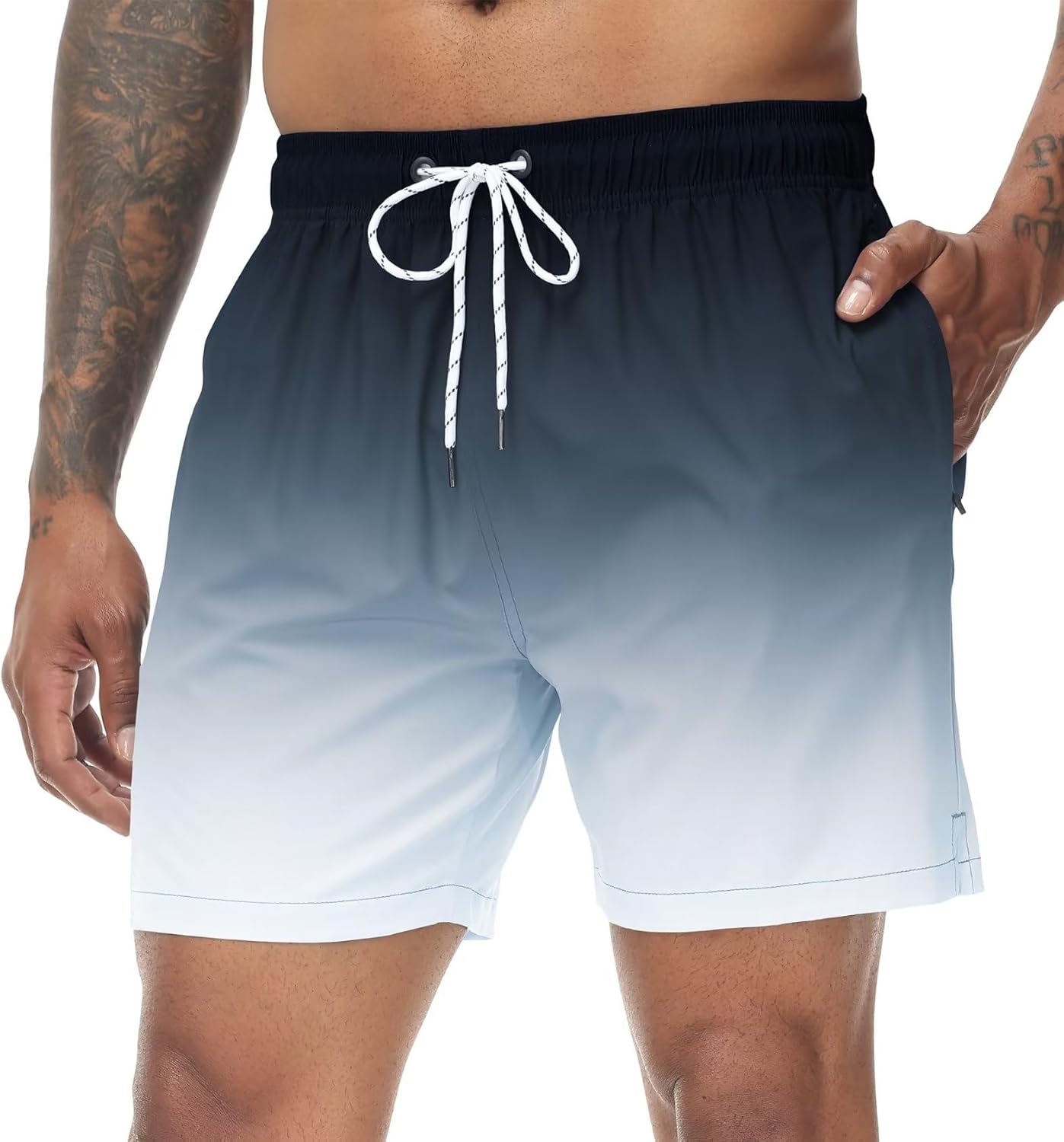 Tyhengta Men's Swim Trunks Quick Dry Bathing Suit Shorts with Zipper Pockets and Mesh Lining