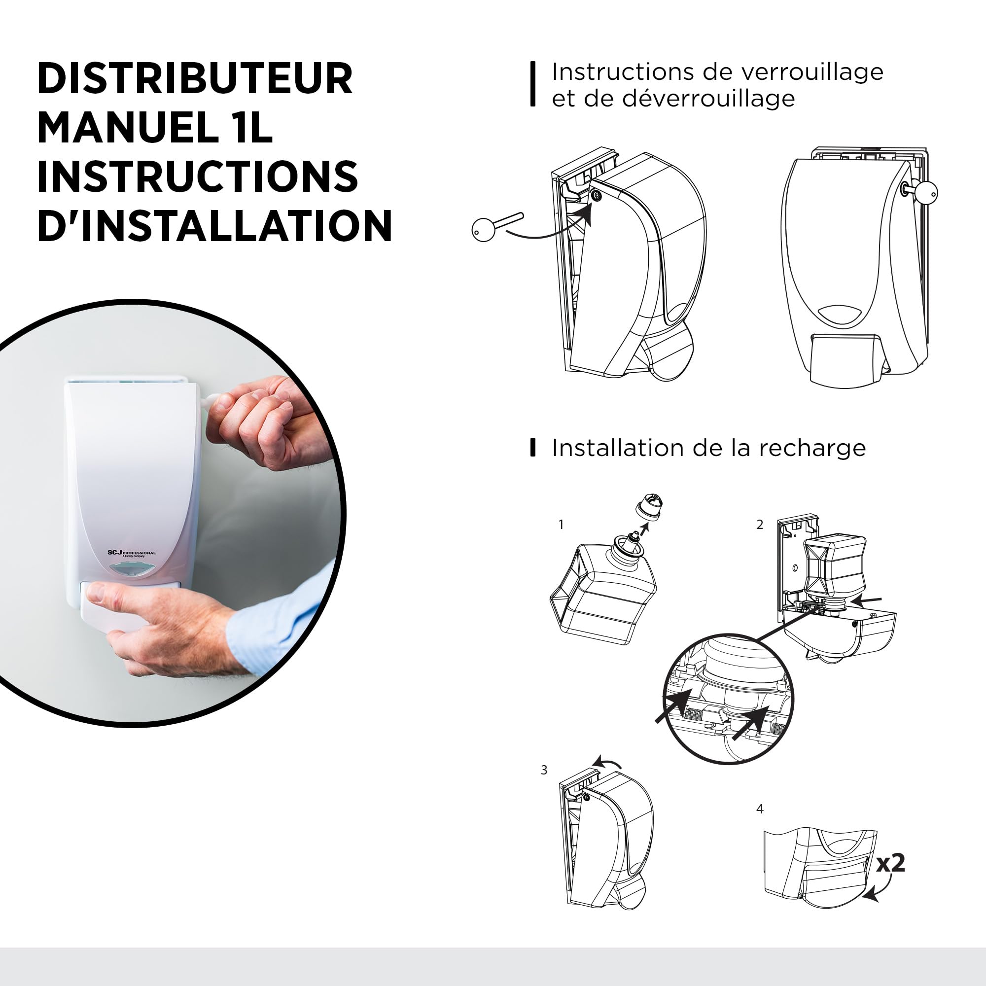 SC Johnson Professional Azure Foam Kit de Démarrage – Distributeur Mural de Savon pour Les Mains – Nettoyant moussant – 1 Distributeur + 1 Recharge (1 Litre) – Réservé à Un Usage Professionnel