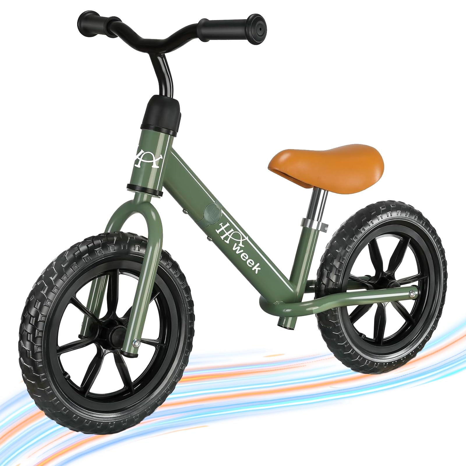 HAWEEK Toddler Balance Bike 12” No Pedal Balance Bicycle for Kids 24 Months to 5 Years Tool-Free Adjustments