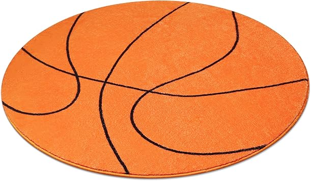 Basketball Rug 31"x31" Round Bathroom Mat, Non Slip Bedroom Sports Carpets for Kids Boys Bedroom Living Room Playroom Decor Basketball