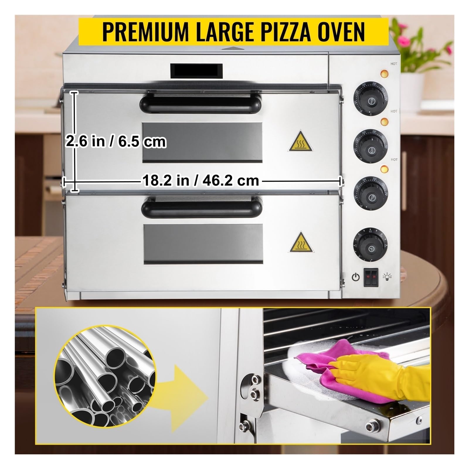 Forno for pizza commerciale 14quot; Pizzaiolo multiuso a doppio strato 1950/3000 W for la cottura domestica del ristorante(1950W)