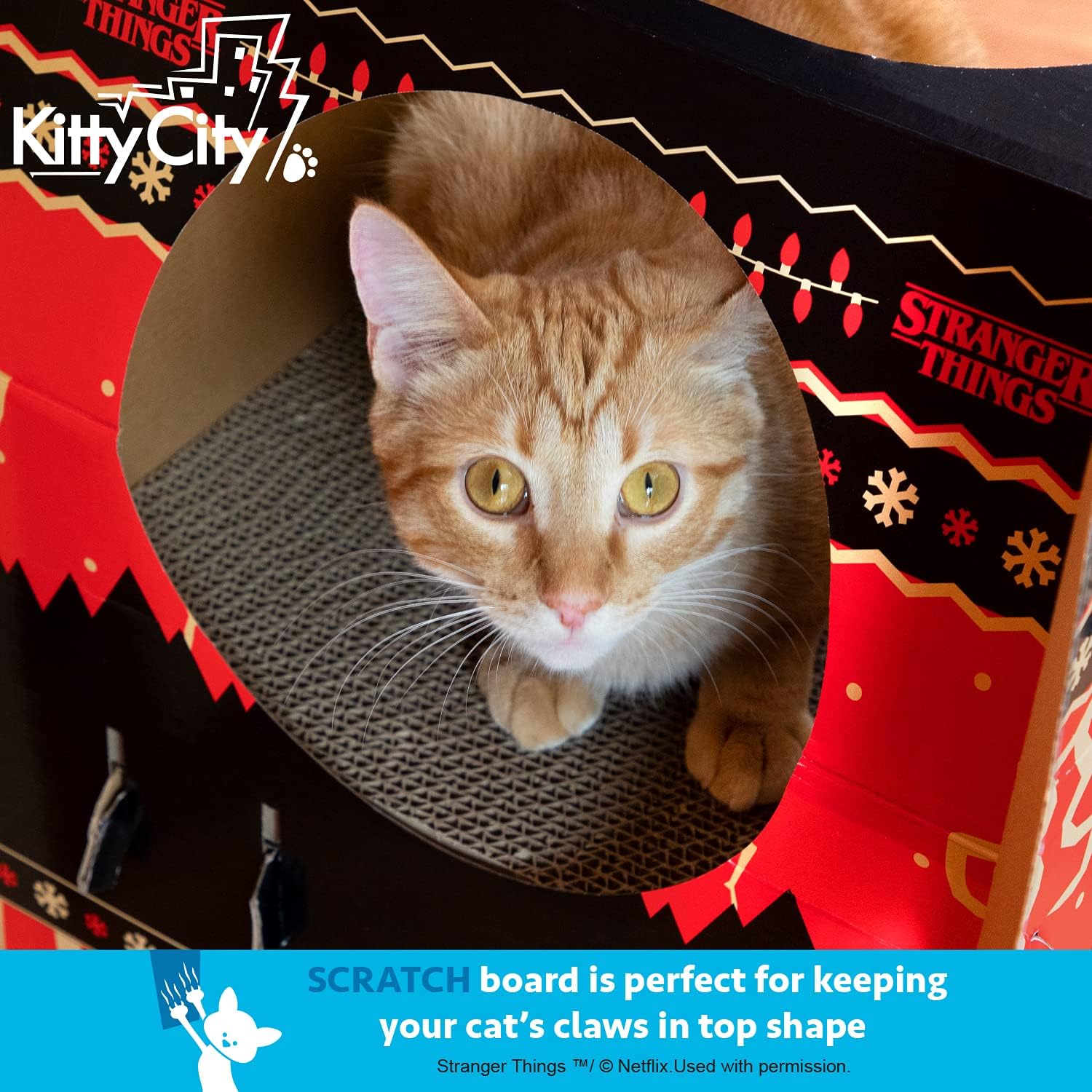 review Kitty City Stranger Things Sweater Cat House, Red