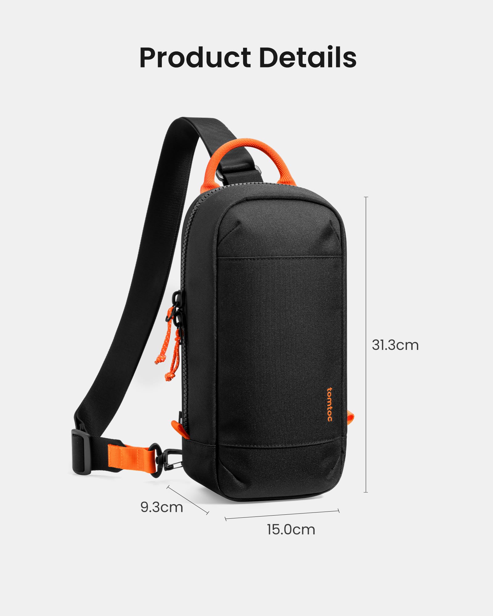 tomtoc Sling Crossbody Bag for Nintendo Switch 2, ochronna przenośna torba podróżna na klatkę piersiową do gier z 8 gniazdami na wkłady do gier, ładowarką i akcesoriami, Czarny