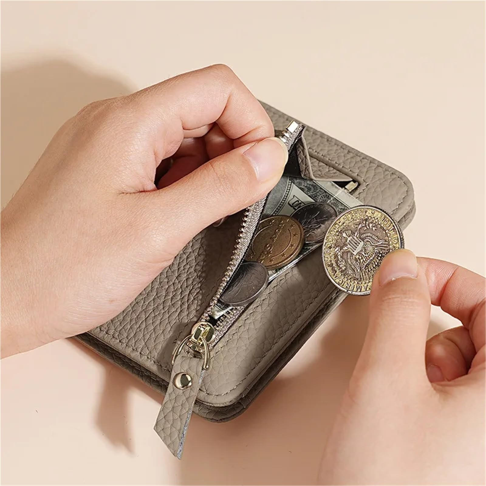 Portamonete Mini Portafoglio da donna in pelle Portafogli semplici Mini Porta carte con cerniera Portamonete piccolo(Blue)