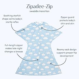 SleepingBaby Zipadee-Zip Transition Swaddle - Cozy Baby Swaddle Blanket with Zipper Convenience - Roomy Wearable Blanket for Easy Diaper Changes - Spring Showers, Small (4-8 Month)