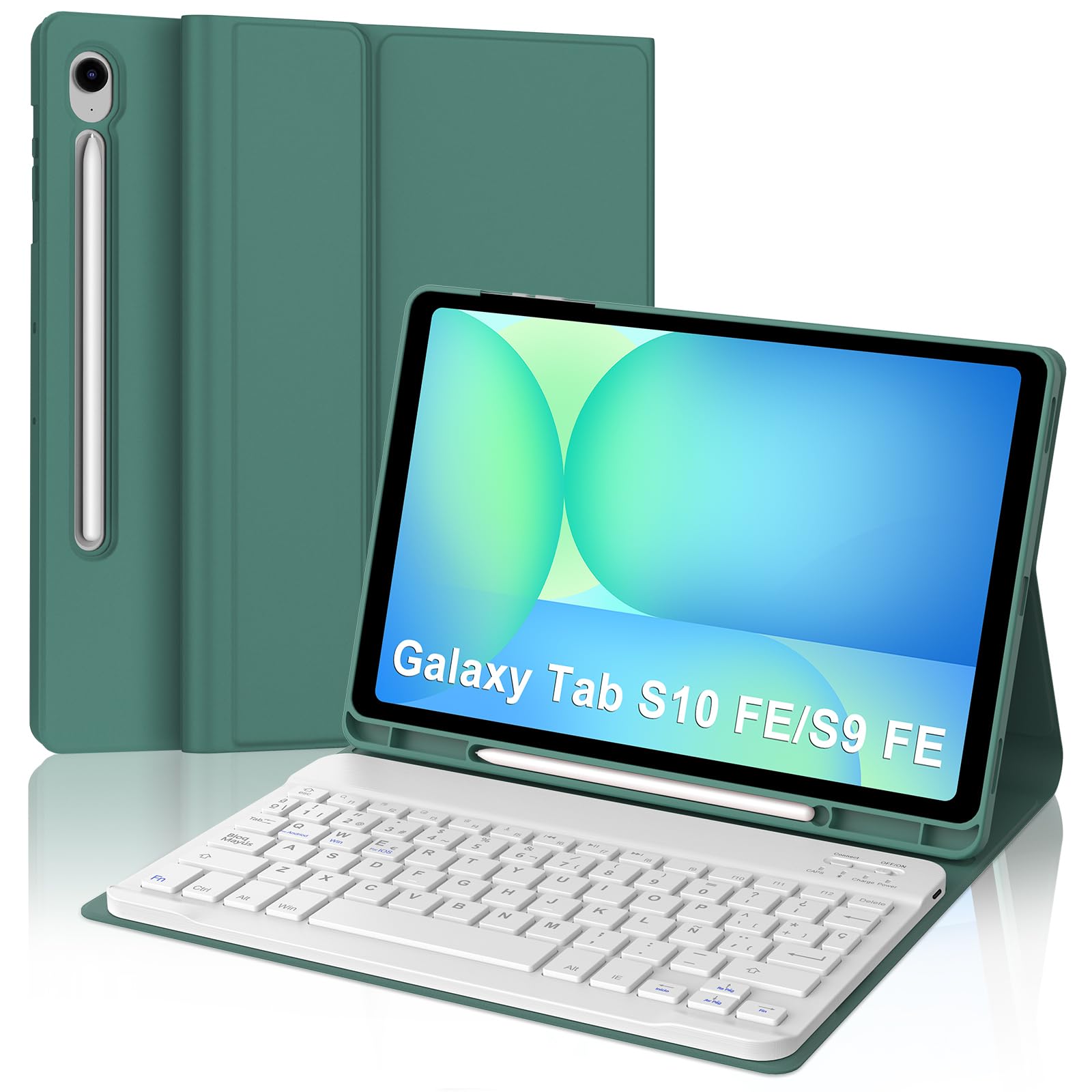 Teclado para Samsung Tab S10 FE evita errores de escritura con funda magnética Ñ español 8