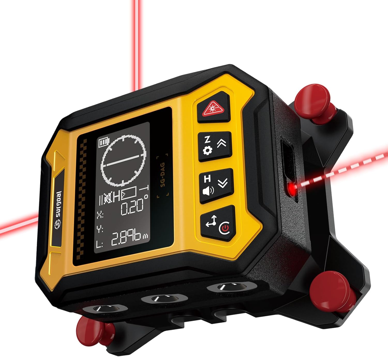 3-in-1 Multi Surface Laser Level with Magnetic Base - Digital Angle Gauge, Laser Distance Measurer, 360°Level for Wall Mounting, Construction, Carpentry, Hanging Pictures
