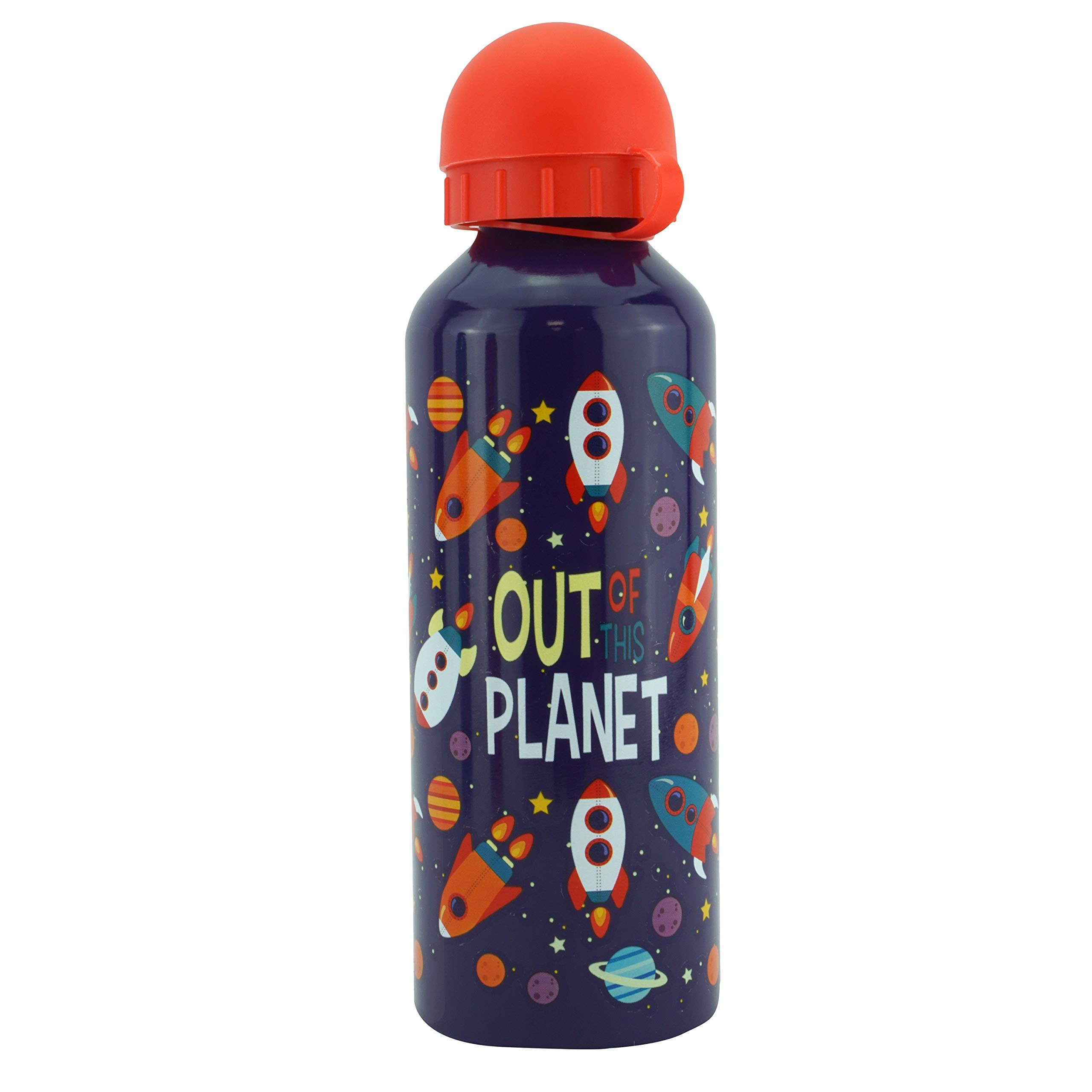 Kids Sports Water Bottle 500ml or 17oz Made from Aluminium with Printed Kids Character Out Of This Planet Purple Colour Usable For Unisex Kids 3+Year
