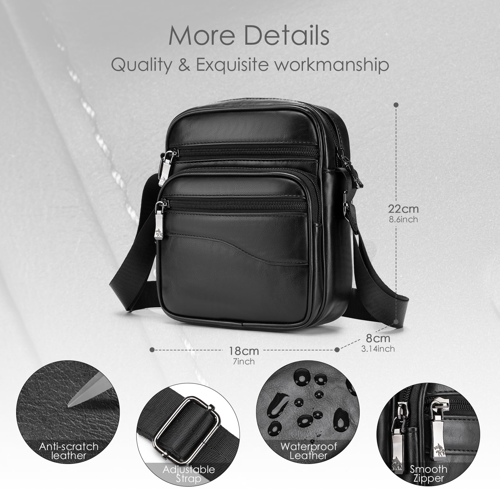 SPAHER Borsa da uomo in pelle a tracolla, borsa a tracolla, borsa a tracolla, borsa a tracolla, borsa a tracolla, borsa a tracolla, ideale per gli uomini