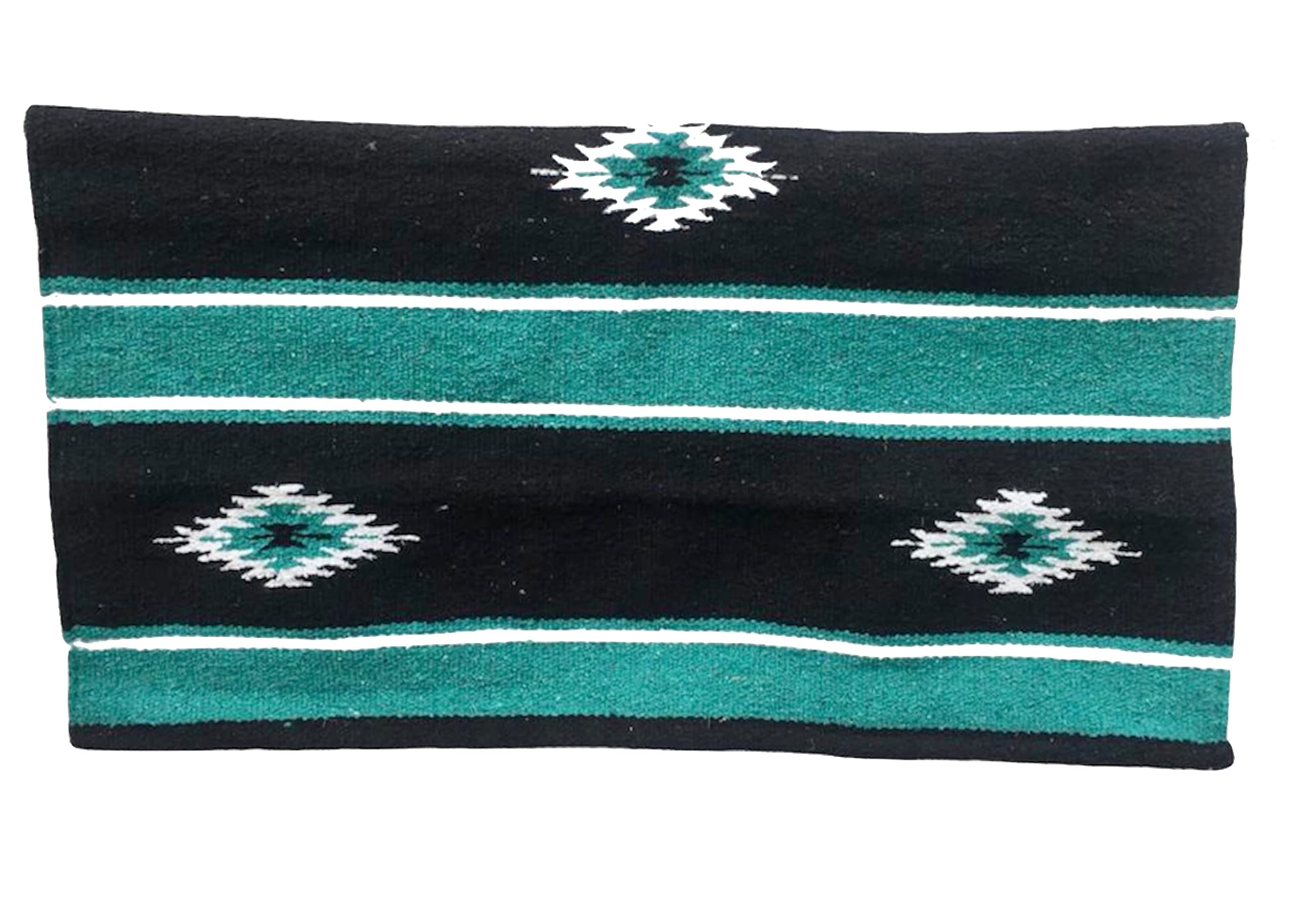 Majestic Ally 36"x 34" Navajo Design Acrylic Saddle Blanket -2.4 lbs (Turquoise Green and Black), 36"x34" - Image 2