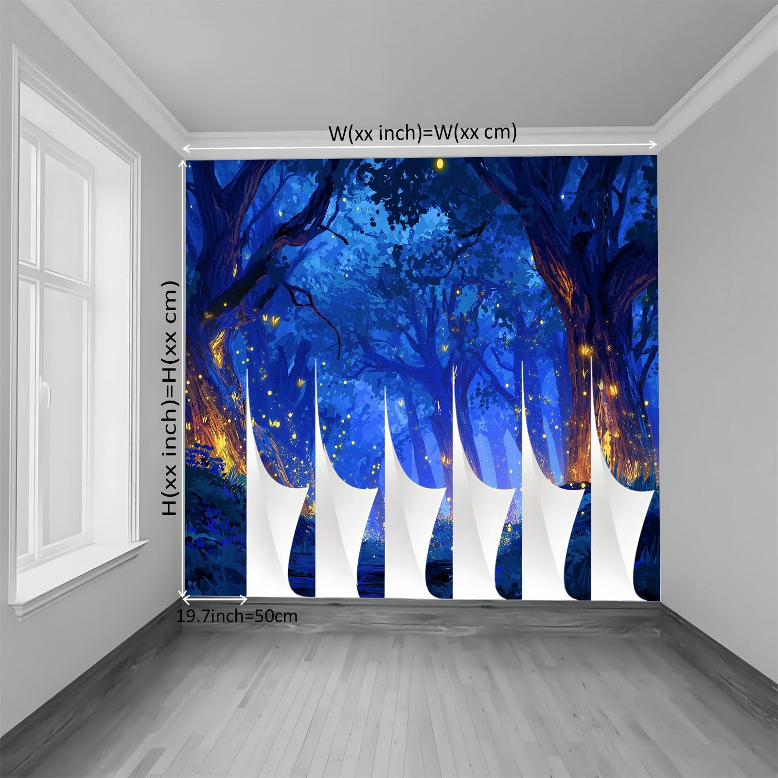 Fototapeta efekt 3D tajemniczy fantazyjny las świetliki, niebiesko-fioletowy tapeta z włókniny 250 x 175 cm (szer. x wys.) - dekoracyjne malowidła ścienne do salonu i sypialni