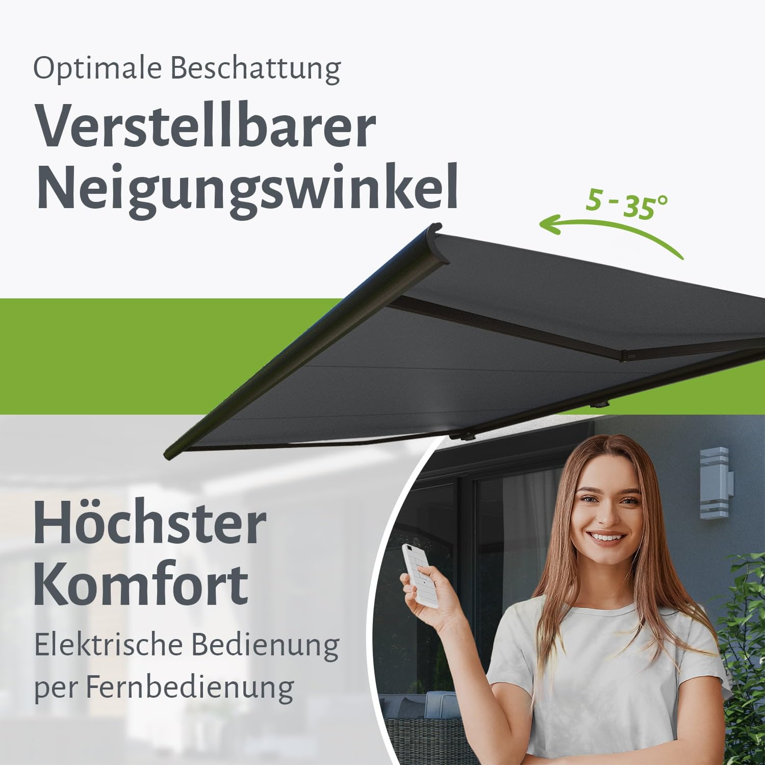 empasa elektrische Vollkassettenmarkise 'Profi' Kassettenmarkise | Gelenkarmmarkise Markise Sonnenmarkise Sonnenschutz komplett vormontiert, Farbe:anthrazit, Größe:3 x 2.5 m