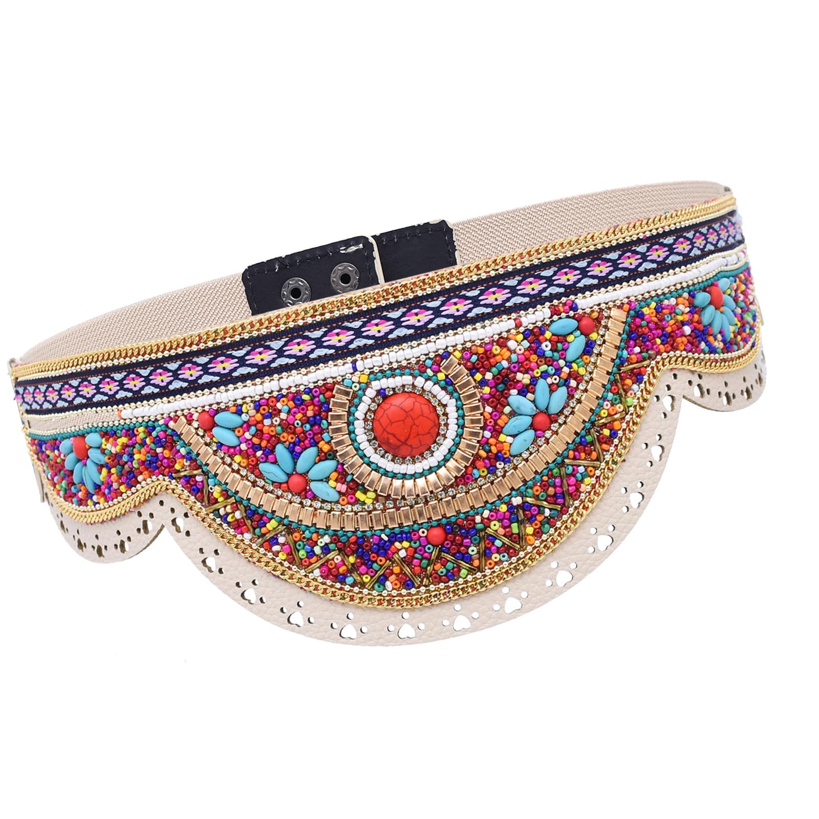 Kalttoy Women's D Multicolore Bea Waist Cincher Handwoven Jewelry Adjustable Length For Beach Parties An Daily Styling Ethnic Beade Flower Waist Chain