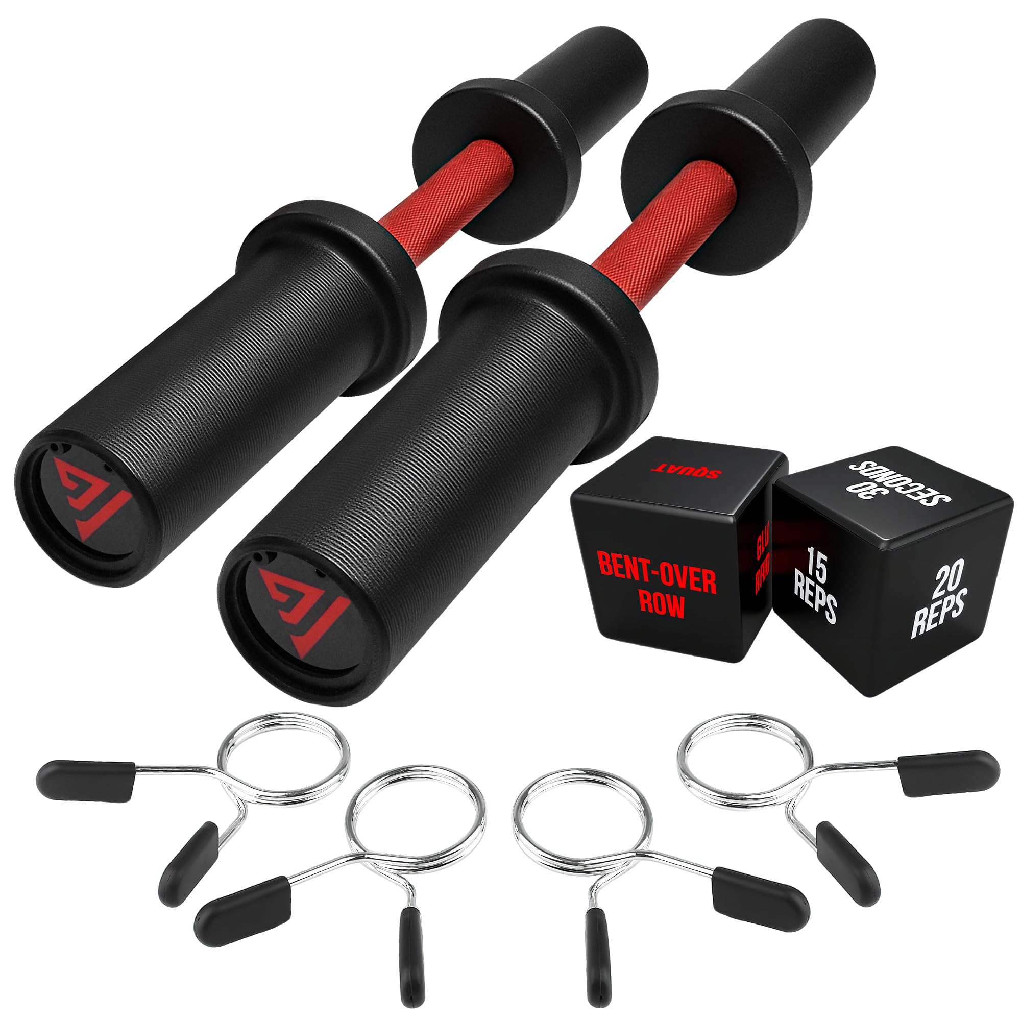 Photo 1 of 16" Olympic Dumbbell Handle with 2 Exercise Dice, Loadable Dumbbells for 2-inch Olympic Weight Plates, Dumbbell Bar for Home Gym Strength Training, 2 Pair of Spring Collars Included