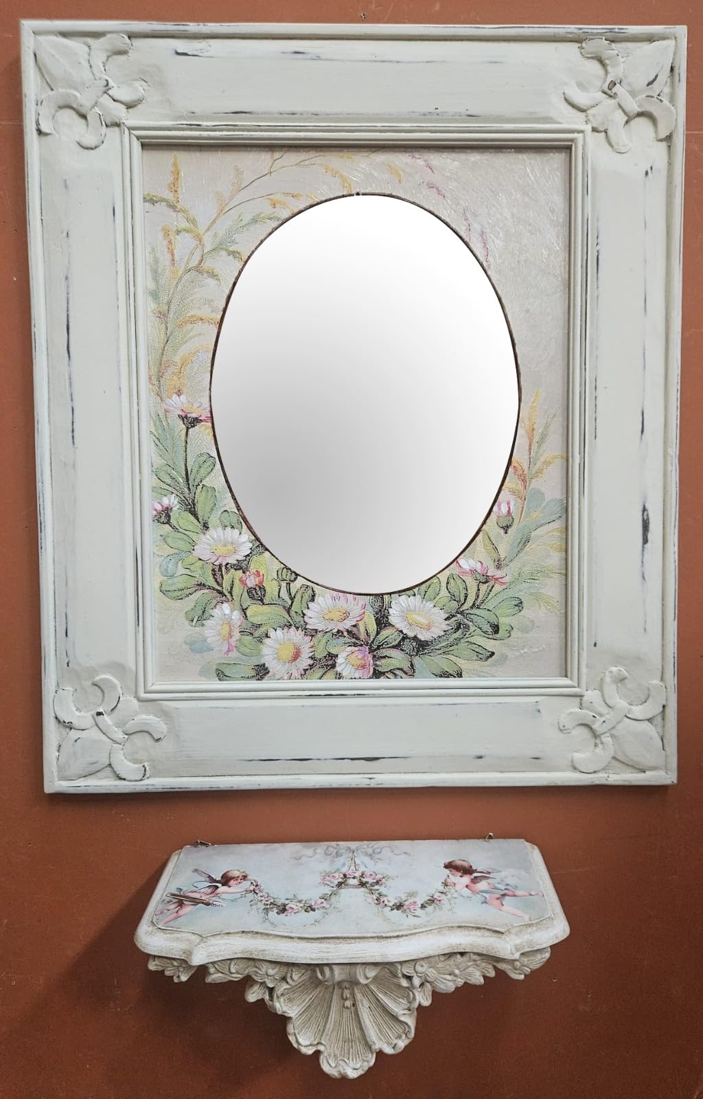 Generico SPECCHIO DA PARETE CM 40X50 CON MENSOLA CM 35X15X10