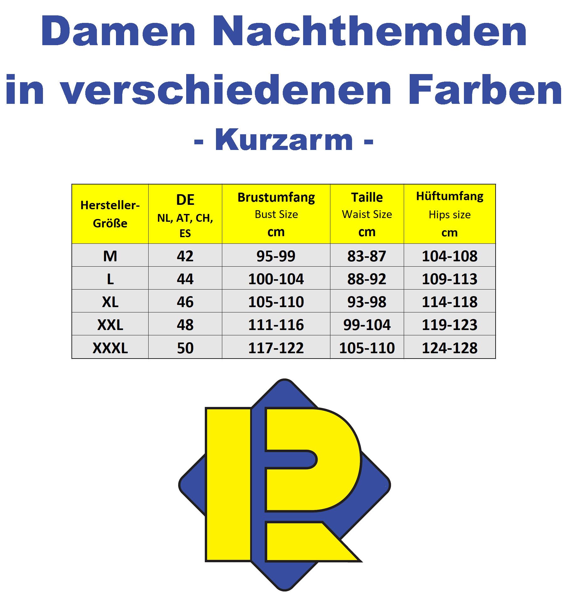 Schuerzenfabrik - Damen Nachthemden Kurzarm Blau Rosa Lila Orange mit Knopfleiste