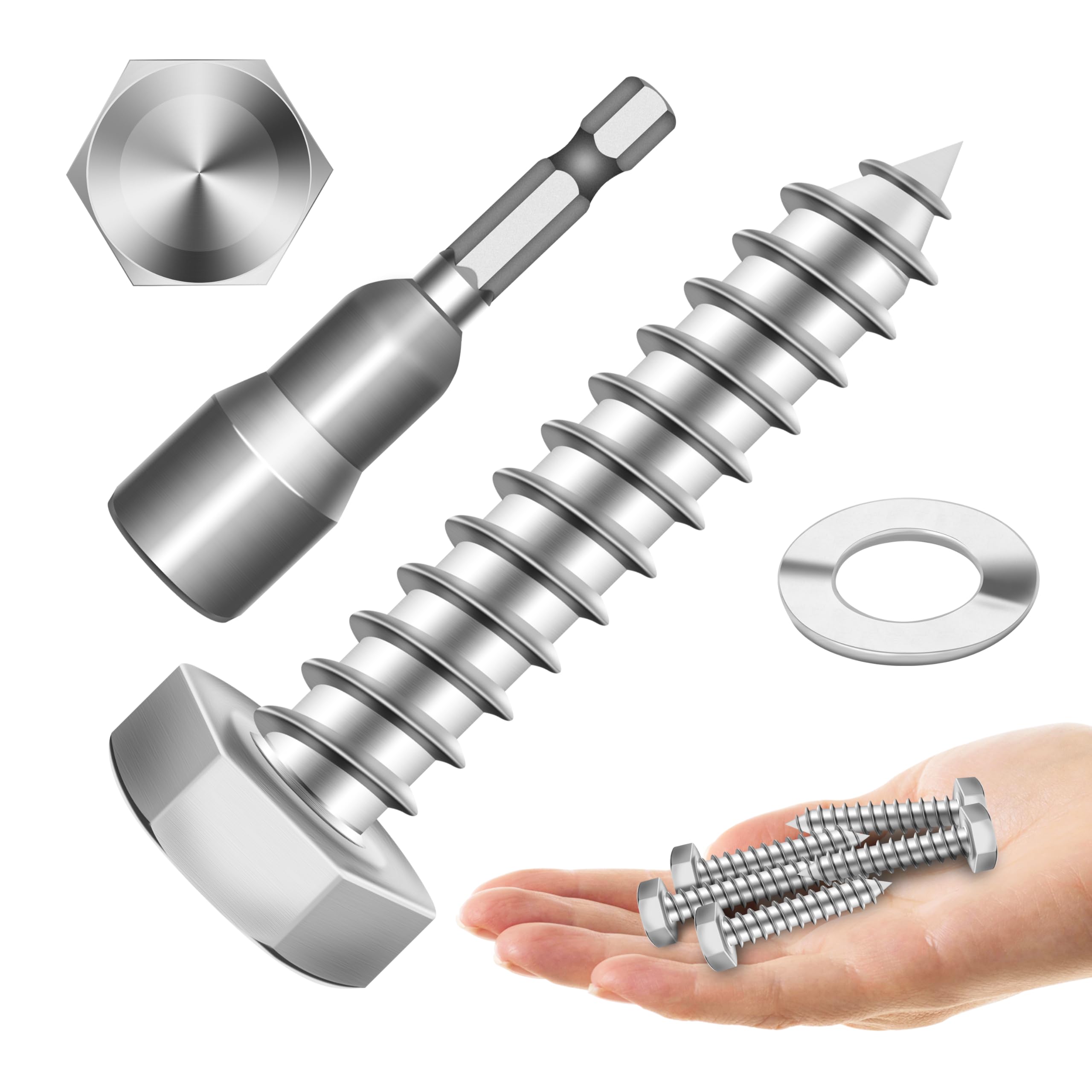 Stainless Steel Lag Screws - 12 Sets 5/16" Hex Head -16 Stainless Steel Lag Screws - 12 Sets 5/16" Hex Head -16
