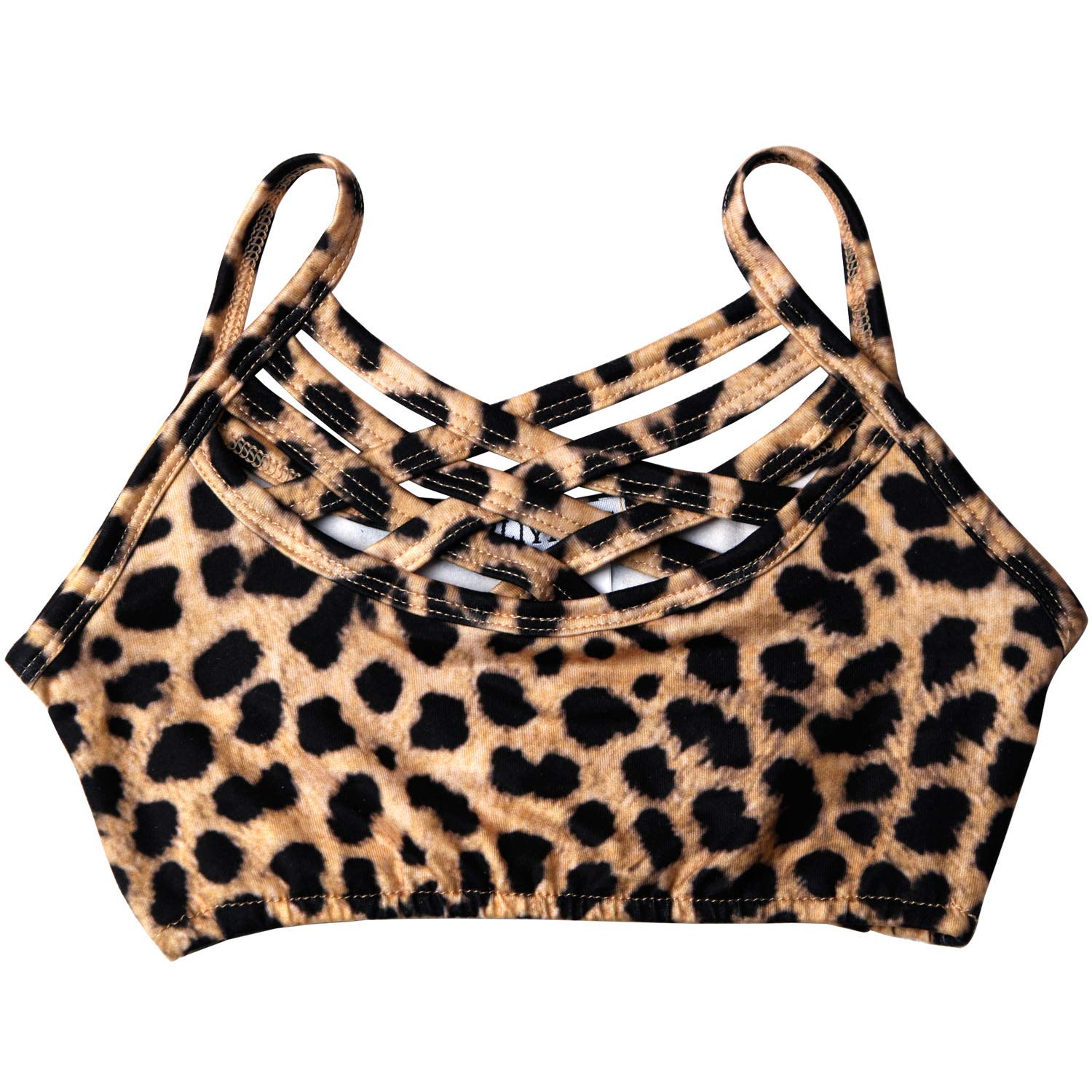 Girls Summer Basic Dance Crisscross Straps Tank Crop Tops Shirts