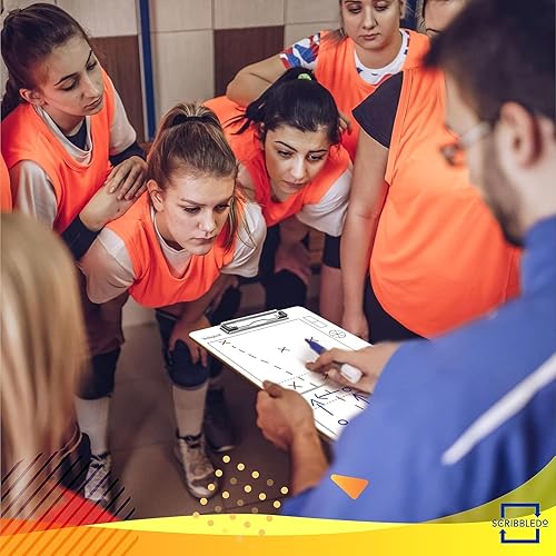 Miniatura 3 de Scribbledo Tabla de borrado en seco para entrenadores de voleibol de 15 x 9 pulgadas, rueda de rotación de voleibol, suministros de entrenamiento,