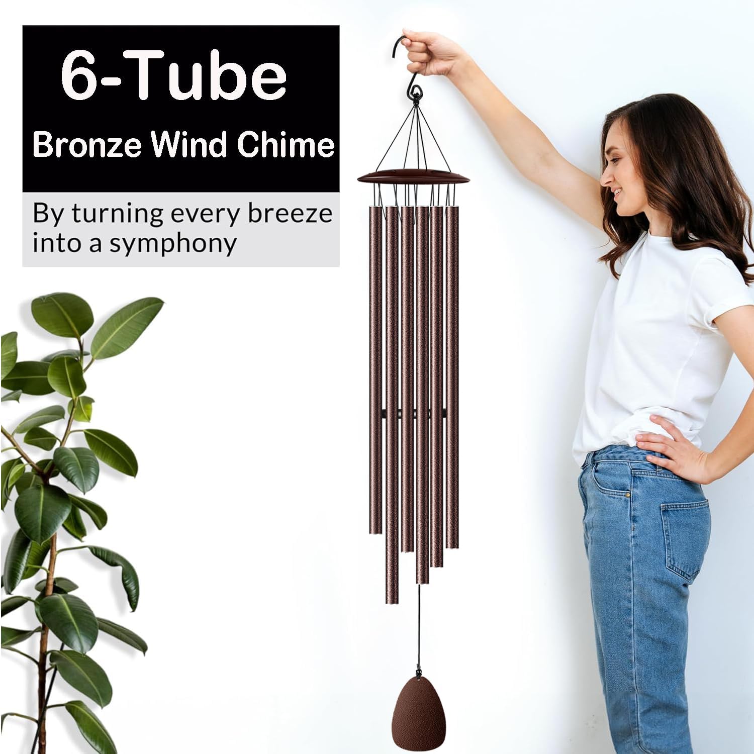 Wind Chimes for Outside, 46" Bronzed Wind Chimes Gifts for Women Christmas Birthday Retirement Thank You and Any Occasion, Memorial Sympathy Gift for Loss Loved One - Image 2