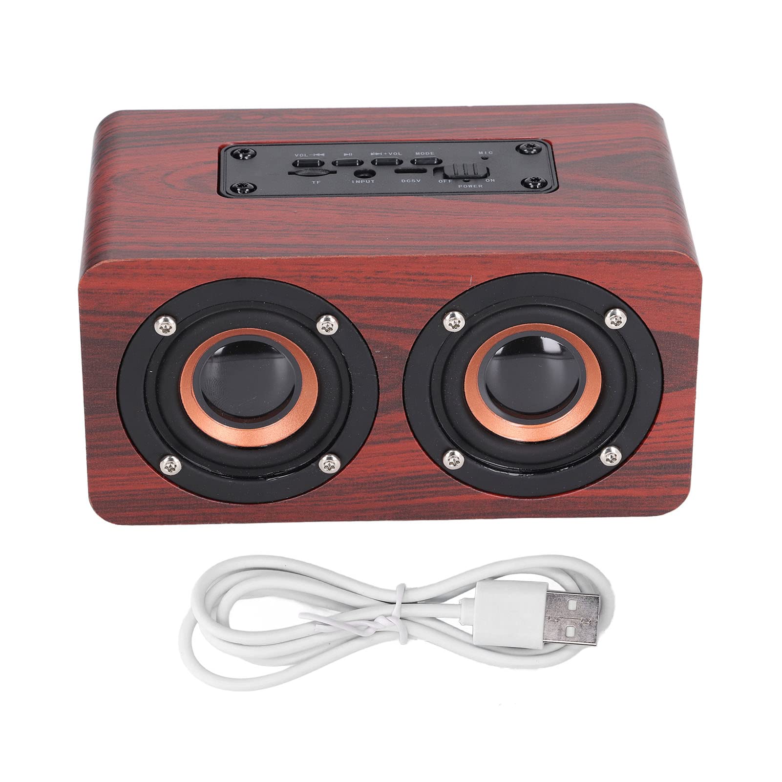 Altoparlante Altoparlanti portatili rossi Doppi altoparlanti Chiamata vocale Ricarica USB Altoparlante in legno Subwoofer