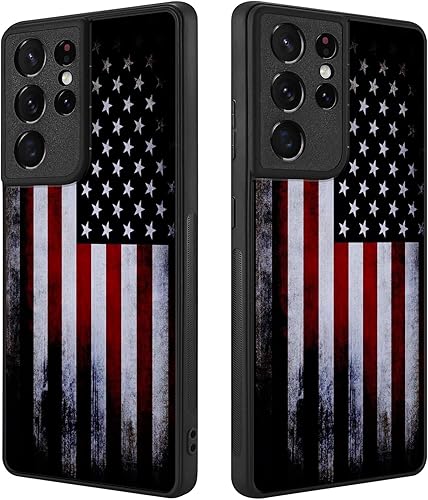 Miniatura 3 de Tnarru Funda compatible con Samsung Galaxy S21 Ultra, diseño de bandera estadounidense, protección contra caídas de grado militar, antideslizante,