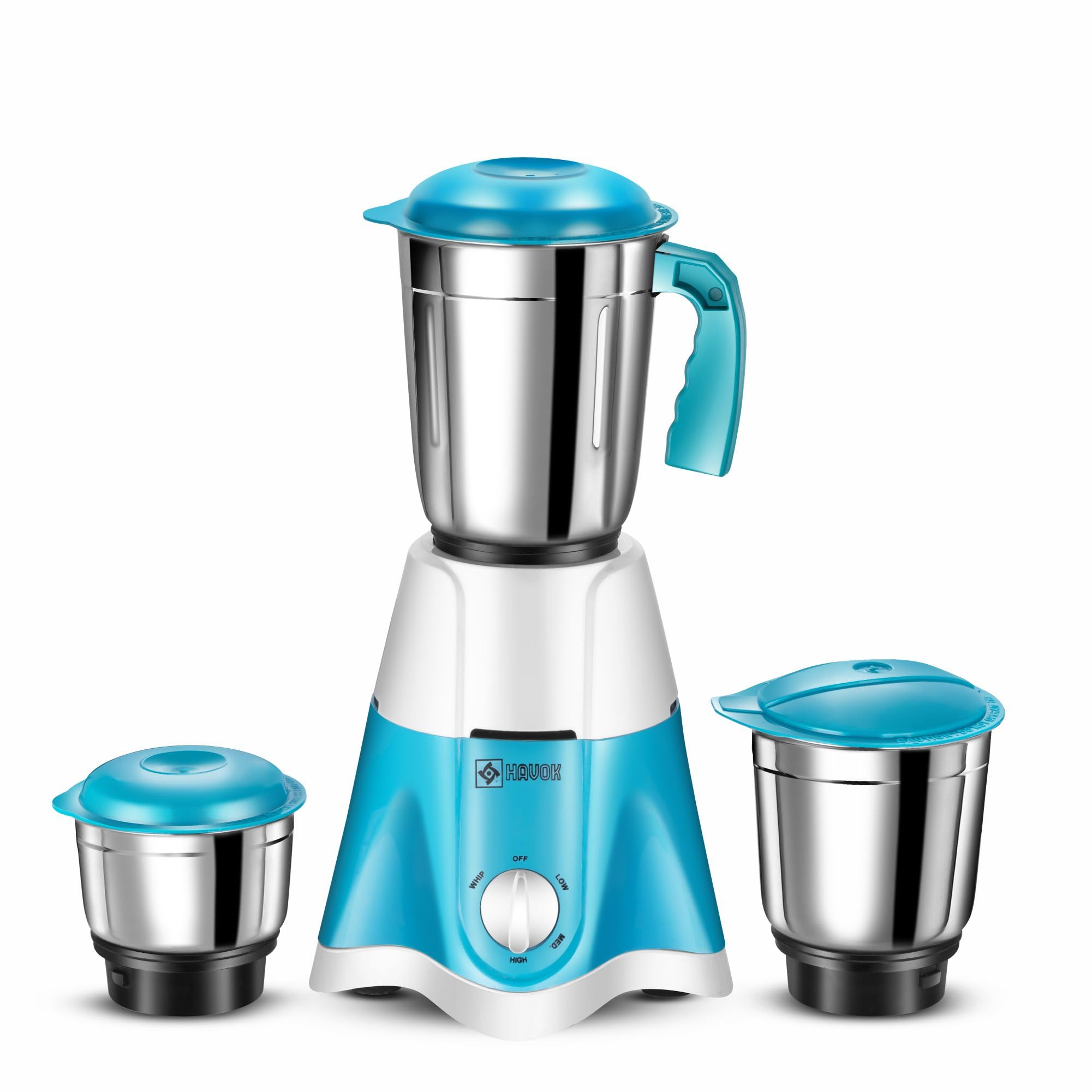 HAVOK 750W Mixer Grinder 3 Stainless Steel Jars | Heavy Duty Kitchen Mixie | 20000 RPM Copper Motor | 3 Speed Control with Pulse | Masala, Chutney & Dry Grinding | Blue & White | 1 Year Warranty discount deal
